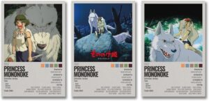 Lot de 3 affiches de Princesse Mononoke - Couverture de film d'anime classique 20x30 cm