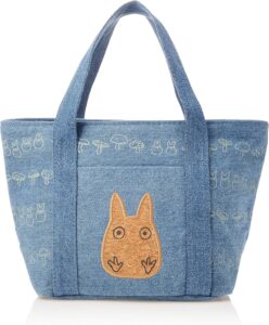 Sac à lunch en liège et denim avec une poche [Mon Voisin Totoro]